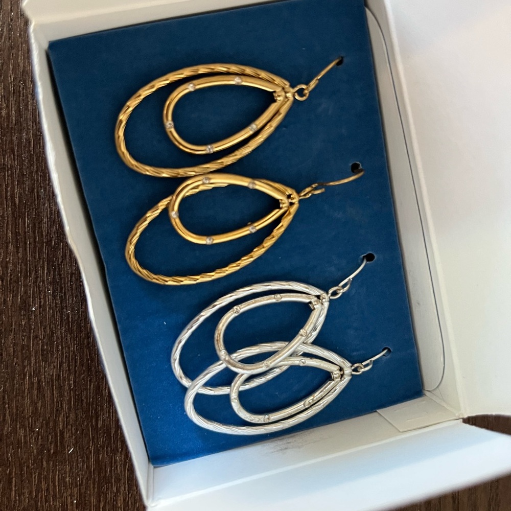 Elegant Gold and Silver Teardrop Earrings
